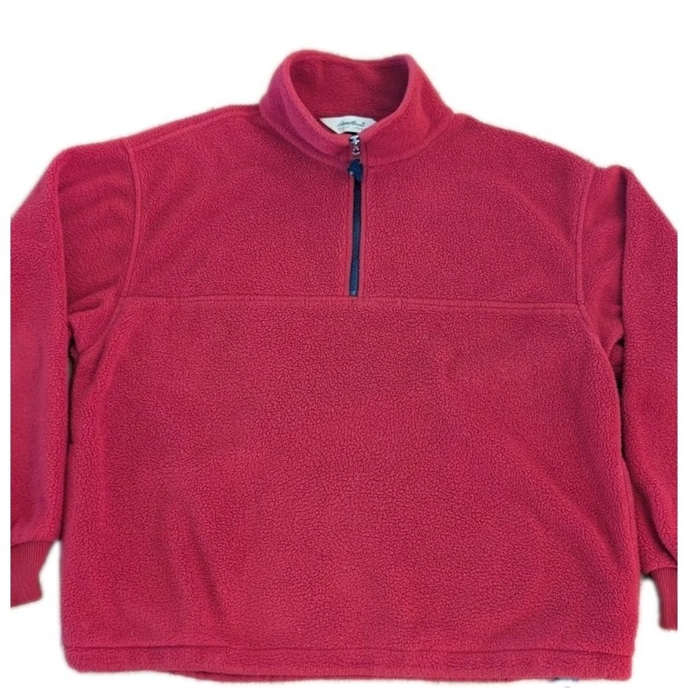Vintage 90s Eddie Bauer EBTEK Polartec Fleece Quarter-Zip Pullover Red Large